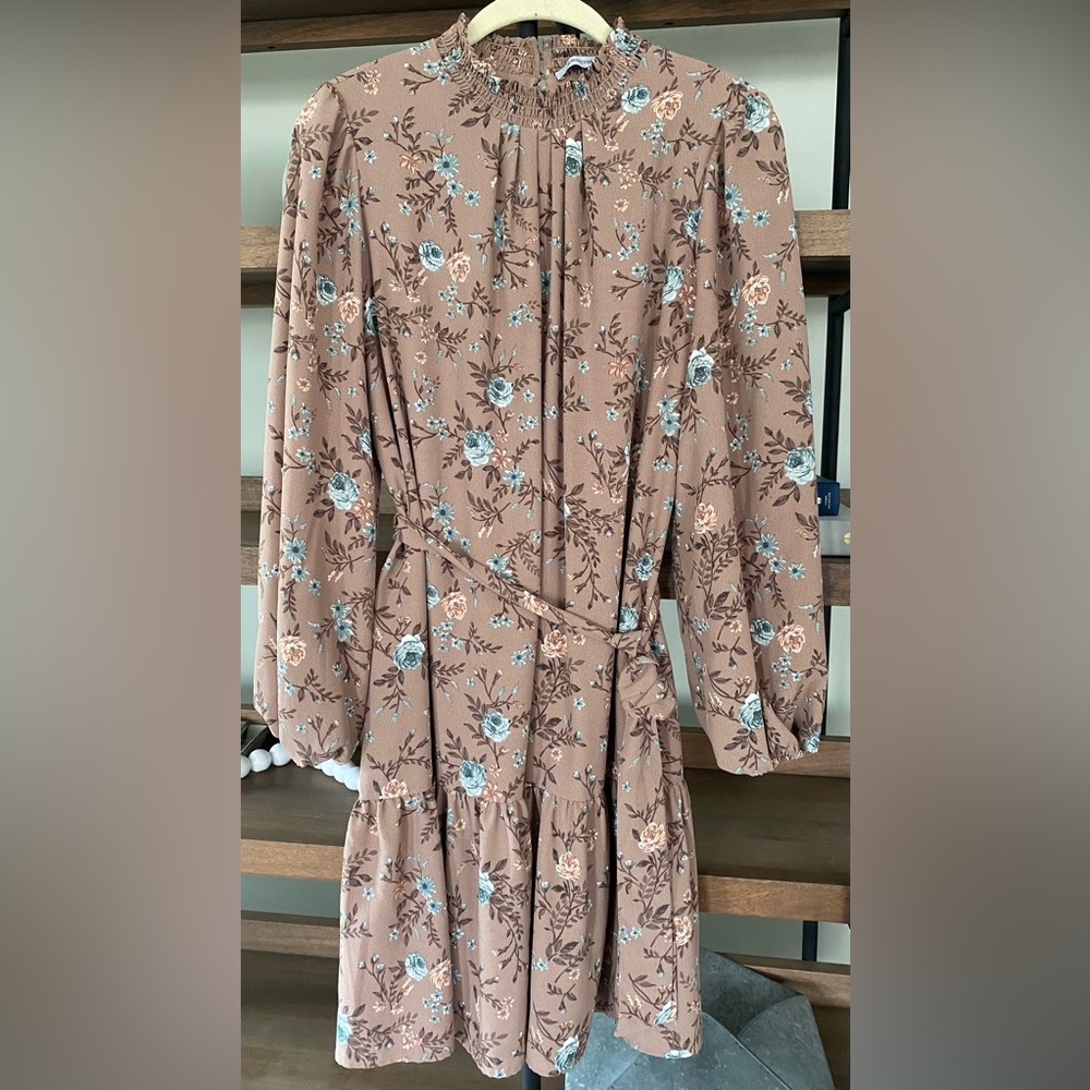 Collective concepts Floral Brown Long Sleeve Dress